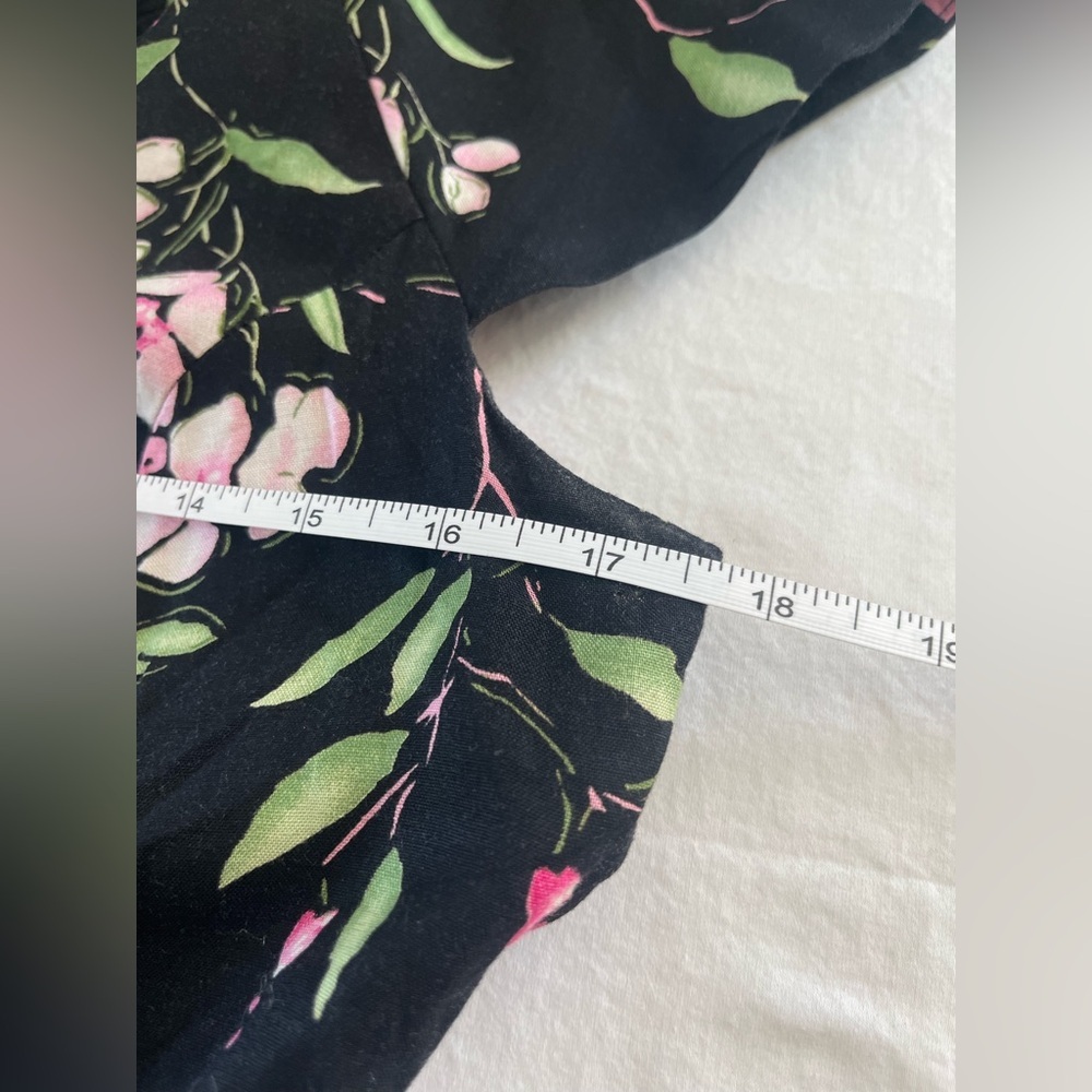 VTG 90S DRESSBARN moody pink Floral Black button dress cross back sz 8 50s 60s - Picture 10 of 11